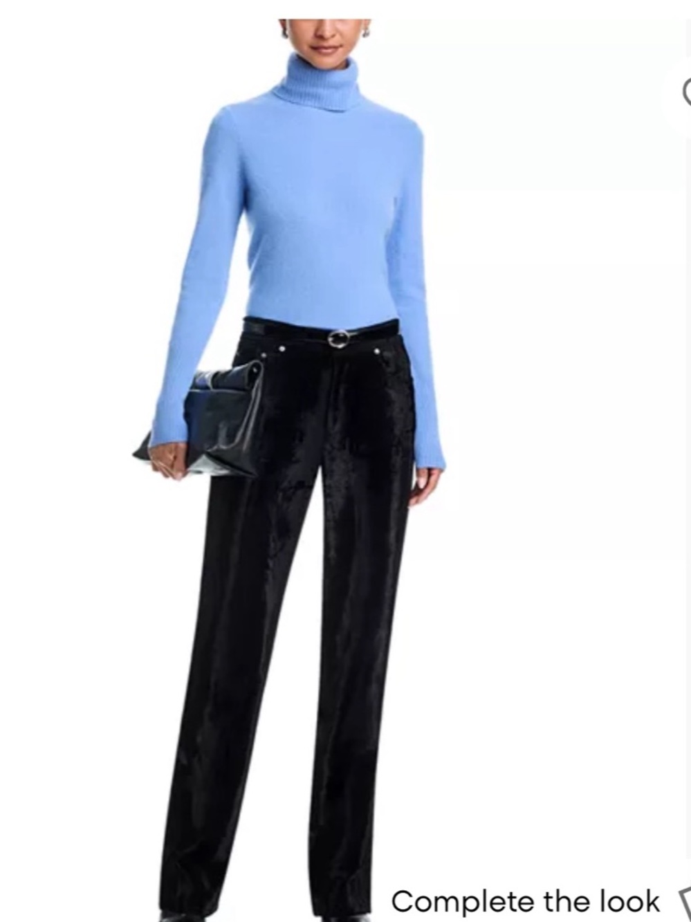 AQUA Cashmere Turtleneck Sweater Blue Size Small